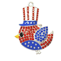 Darling Patriotic Bird Rhinestone and Enamel Pendant 46mm x 36mm