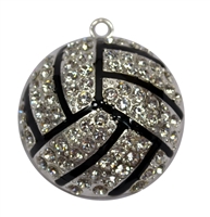 Rhinestone Volleyball Pendant 45mm x 45mm