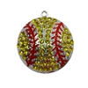 Rhinestone Yellow Softball Pendant 45mm x 45mm