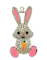 50mm x 28mm Easter Bunny with Carrot Rhinestone Pendant