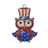 38mm x 50mm Rhinestone Patriotic American Owl Pendant