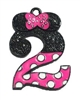 Hot Pink Minnie Style "2" Rhinestone and Enamel Pendant 35 x 23 mm