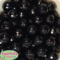 20mm Black Facet Acrylic Pearl Bubblegum Beads