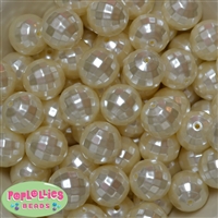 20mm Cream Facet Acrylic Pearl Bubblegum Beads