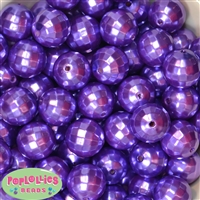 20mm Purple Pearl Facet Beads 20pc