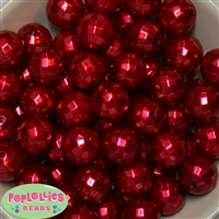 20mm Red Facet Acrylic Pearl Bubblegum Beads