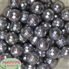 20mm Silver Facet Acrylic Pearl Bubblegum Beads