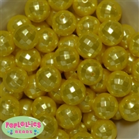 20mm Yellow Facet Acrylic Pearl Bubblegum Beads