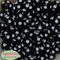 20mm Black Polka Dot Bubblegum Beads