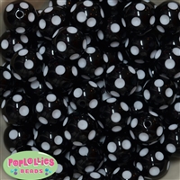 20mm Black Polka Dot Bubblegum Beads Bulk