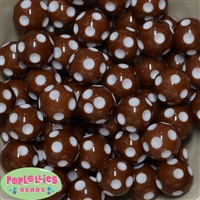20mm Brown Polka Dot Bubblegum Beads