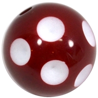 20mm Burgundy Red Polka Dot Bubblegum Beads