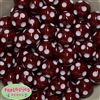 20mm Burgundy Red Polka Dot Bubblegum Beads