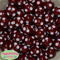 20mm Burgundy Red Polka Dot Bubblegum Beads