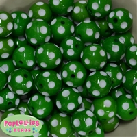 20mm Emerald Green Polka Dot Bubblegum Beads