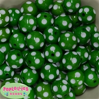 20mm Emerald Green Polka Dot Bubblegum Beads Bulk