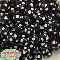 20mm Glow Black Polka Dot Bubblegum Beads