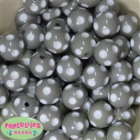 20mm Gray Polka Dot Bubblegum Beads