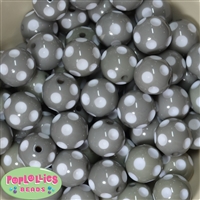 20mm Gray Polka Dot Bubblegum Beads Bulk