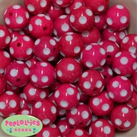 20mm Hot Pink Polka Dot Bubblegum Beads