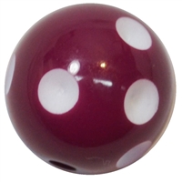 20mm Maroon Polka Dot Bubblegum Beads