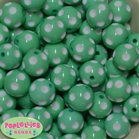 20mm Mint Polka Dot Bubblegum Beads