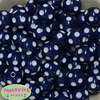 20mm Navy Blue Polka Dot Bubblegum Beads Bulk