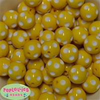 20mm Yellow Polka Dot Bubblegum Beads Bulk