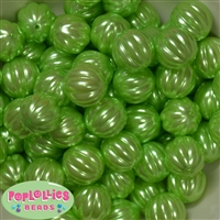 20mm Lime Green Pumpkin Style Acrylic Bubblegum Bead