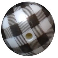 20mm White and Black Buffalo Plaid Print Beads