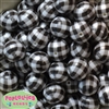 20mm White and Black Buffalo Plaid Print Beads