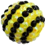 20mm Black & Yellow Stripe Rhinestone Beads