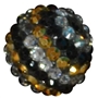 20mm Black Gold and Silver Rhinestone Bubblegum Beads