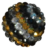 20mm Black Gold and Silver Rhinestone Bubblegum Beads