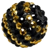 20mm Gold and Black Stripe Rhinestone Bubblegum Beads