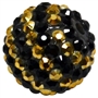 20mm Gold and Black Stripe Rhinestone Bubblegum Beads