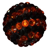 20mm Black and Orange Stripe Rhinestone Bubblegum Bead