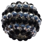 20mm Silver and Black Stripe Rhinestone Bubblegum Beads