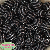 20mm Silver and Black Stripe Rhinestone Bubblegum Beads Bulk