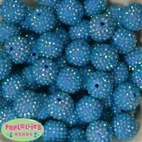 20mm Blue Rhinestone Bubblegum Beads Bulk