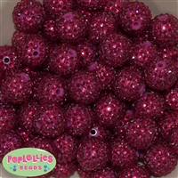 20mm Boysenberry  Rhinestone Bubblegum Beads