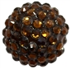 20mm Brown Rhinestone Bubblegum Beads