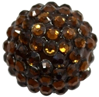 20mm Brown Rhinestone Bubblegum Beads