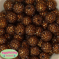 20mm Brown Rhinestone Bubblegum Beads