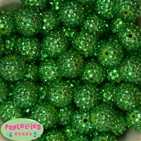 20mm Christmas Green Rhinestone Beads