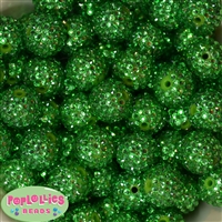 20mm Christmas Green Rhinestone Beads