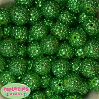 20mm Christmas Green Rhinestone Beads Bulk