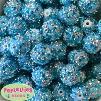 20mm Frost Blue Confetti Rhinestone Beads