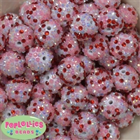 20mm Love Valentine Confetti Rhinestone Beads