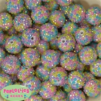 20mm Pastel Confetti Rhinestone Bubblegum Beads Bulk